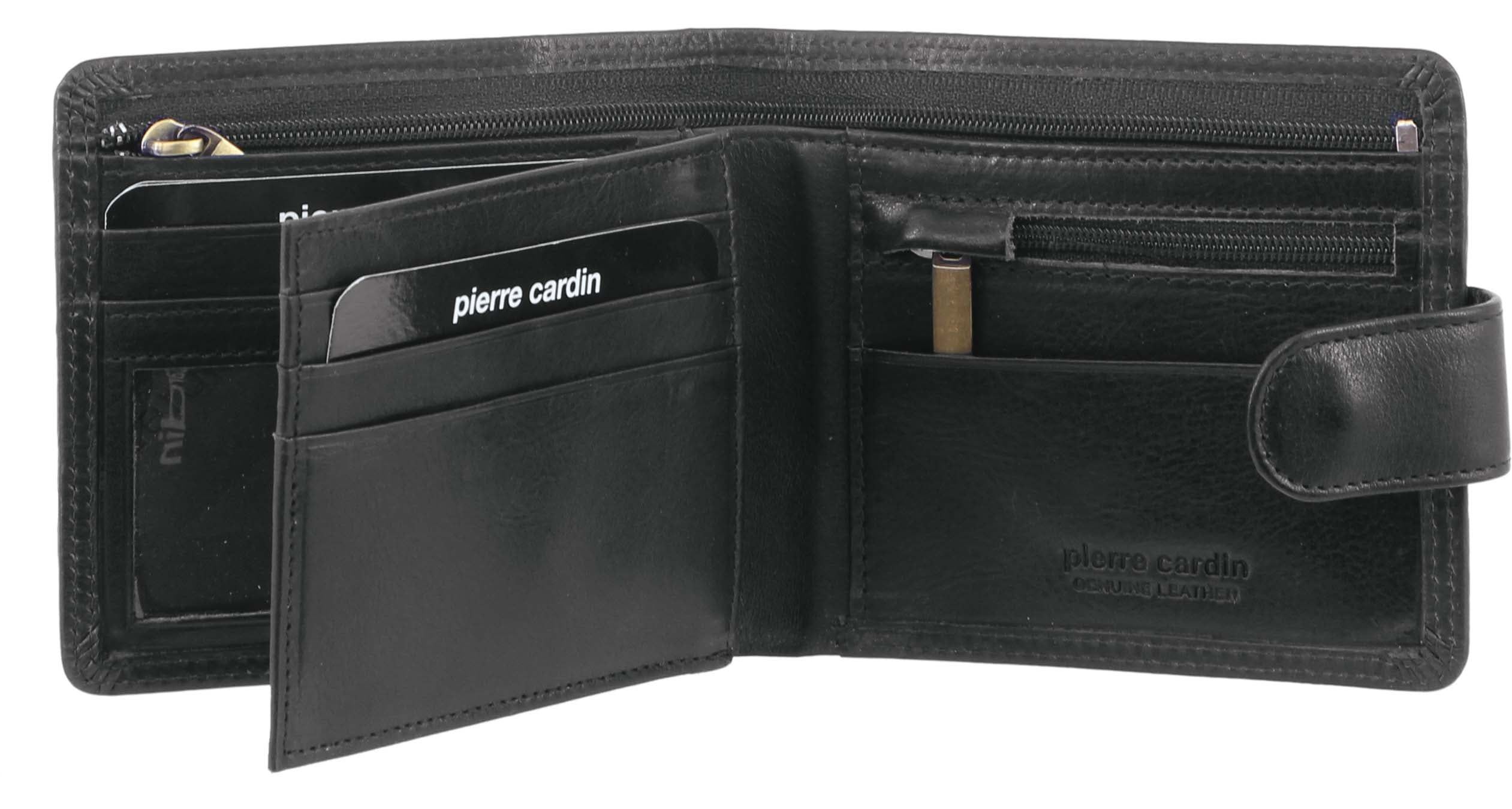 Portfel Trifold Pierre Cardin Rustic Leather Wallet Męskie Czarne | OBXRA-4598