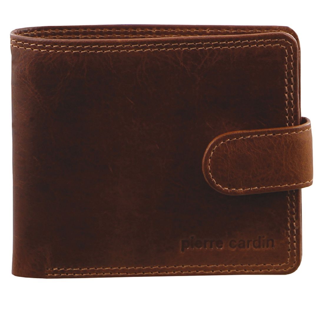 Portfel Trifold Pierre Cardin Rustic Leather Wallet Męskie Czarne | OBXRA-4598