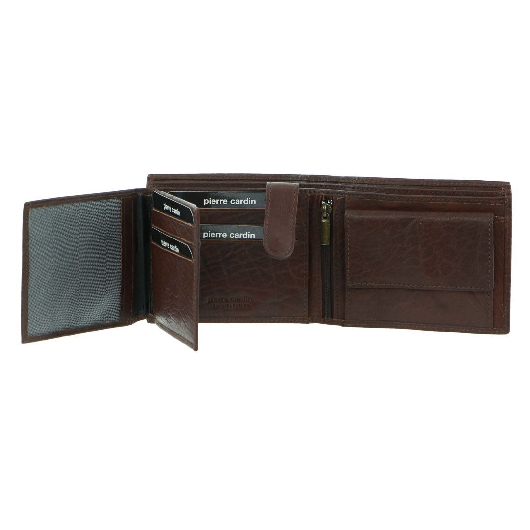 Portfel Trifold Pierre Cardin Rustic Leather Tri-Fold Wallet Męskie Brązowe | JOUSG-9307