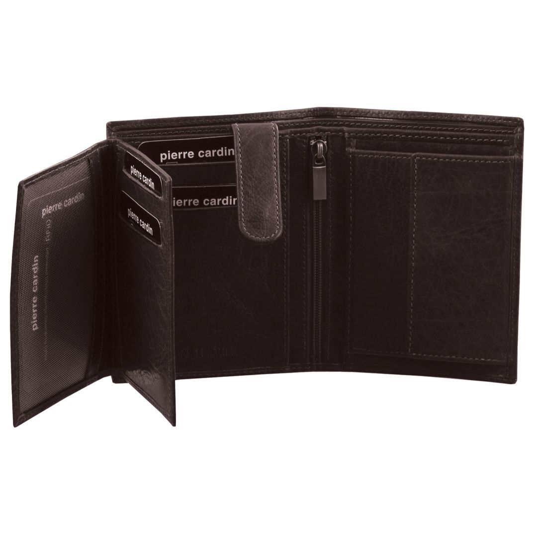 Portfel Trifold Pierre Cardin Rustic Leather Tri-Fold Wallet Męskie Brązowe | IVDGR-0189
