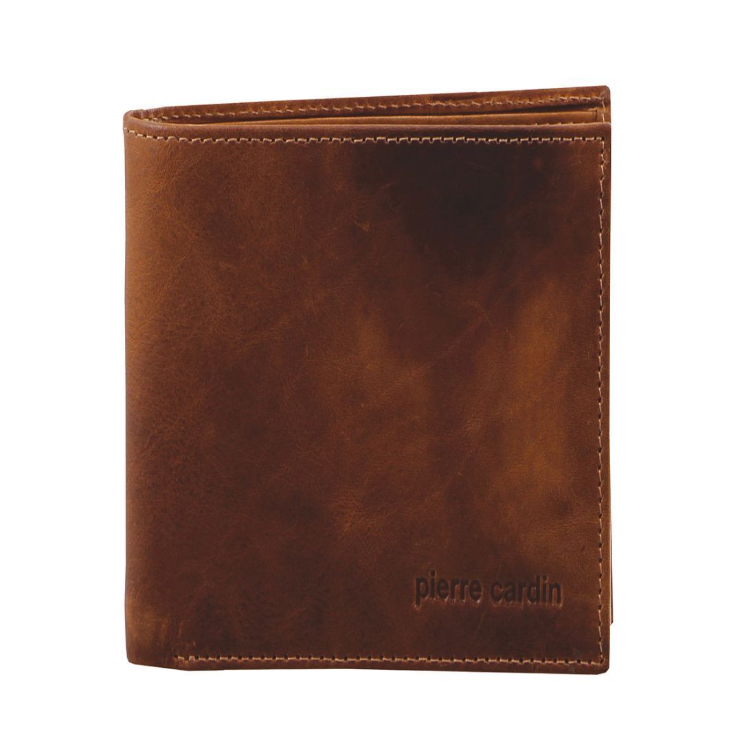 Portfel Trifold Pierre Cardin Rustic Leather Tri-Fold Wallet Męskie Brązowe | IVDGR-0189