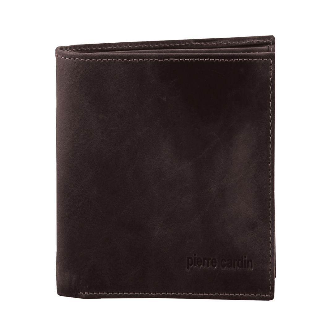 Portfel Trifold Pierre Cardin Rustic Leather Tri-Fold Wallet Męskie Brązowe | IVDGR-0189
