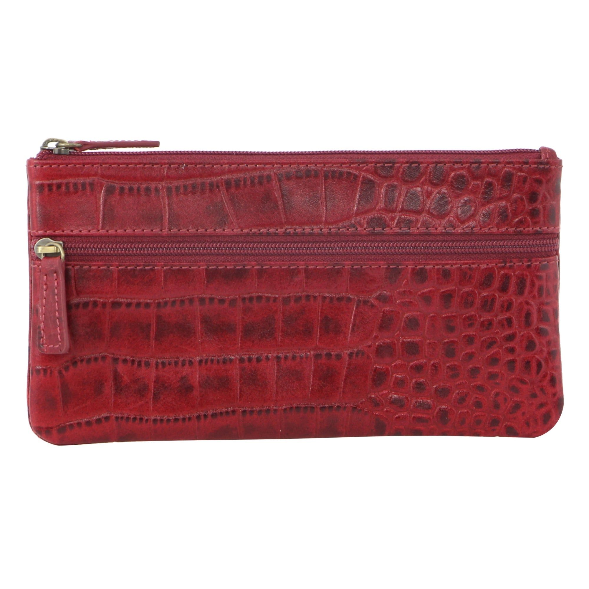 Posiadacz Karty Pierre Cardin Genuine Leather Coin Purse Męskie Czerwone | UZLTC-7650