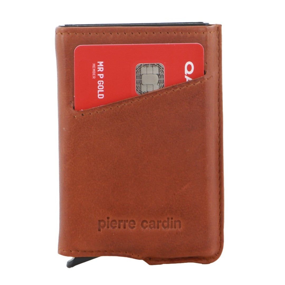 Posiadacz Karty Pierre Cardin Leather Smart Slide Card Holder Tab Wallet Męskie Brązowe | TXZRB-4017