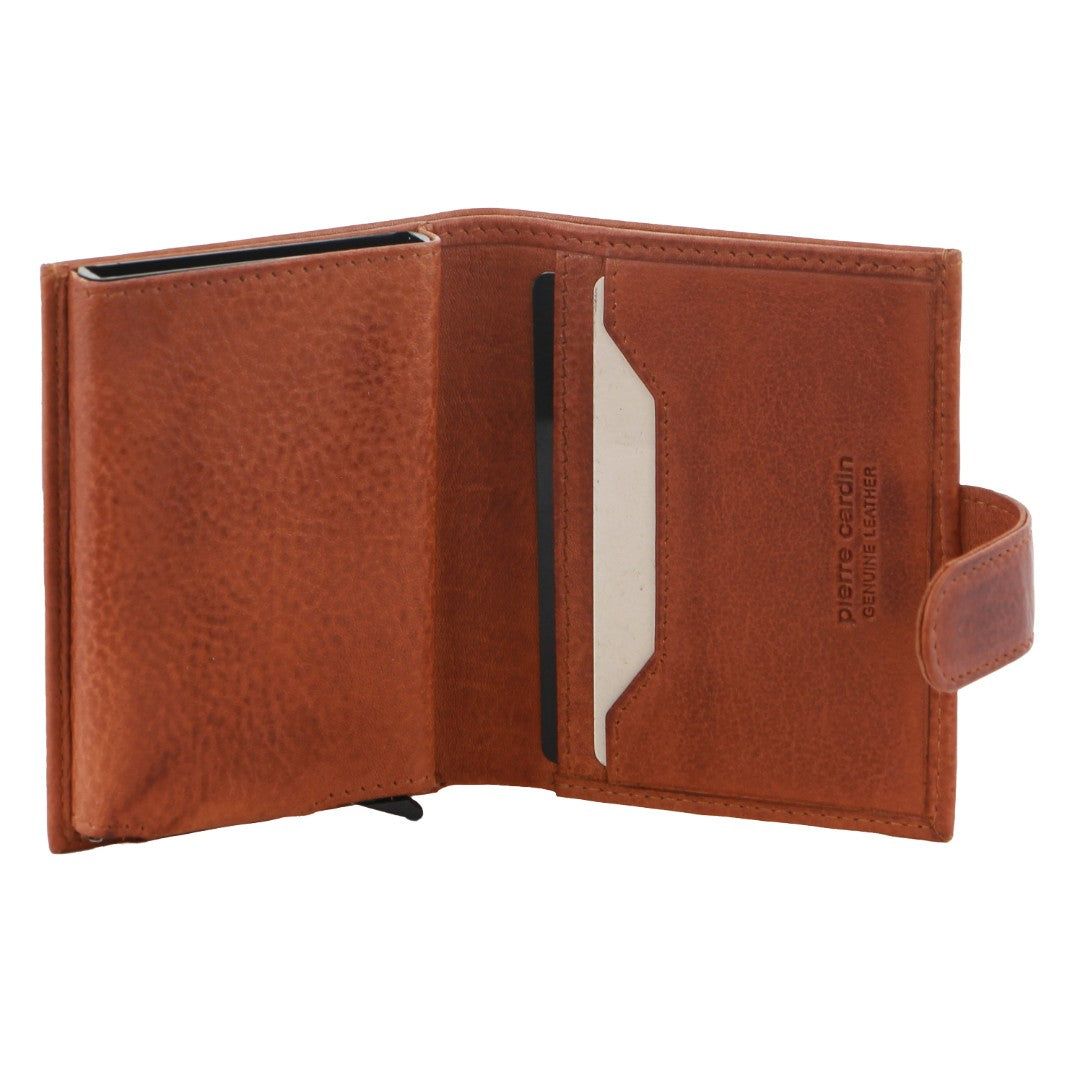 Posiadacz Karty Pierre Cardin Leather Smart Slide Card Holder Tab Wallet Męskie Brązowe | PVNQZ-2697