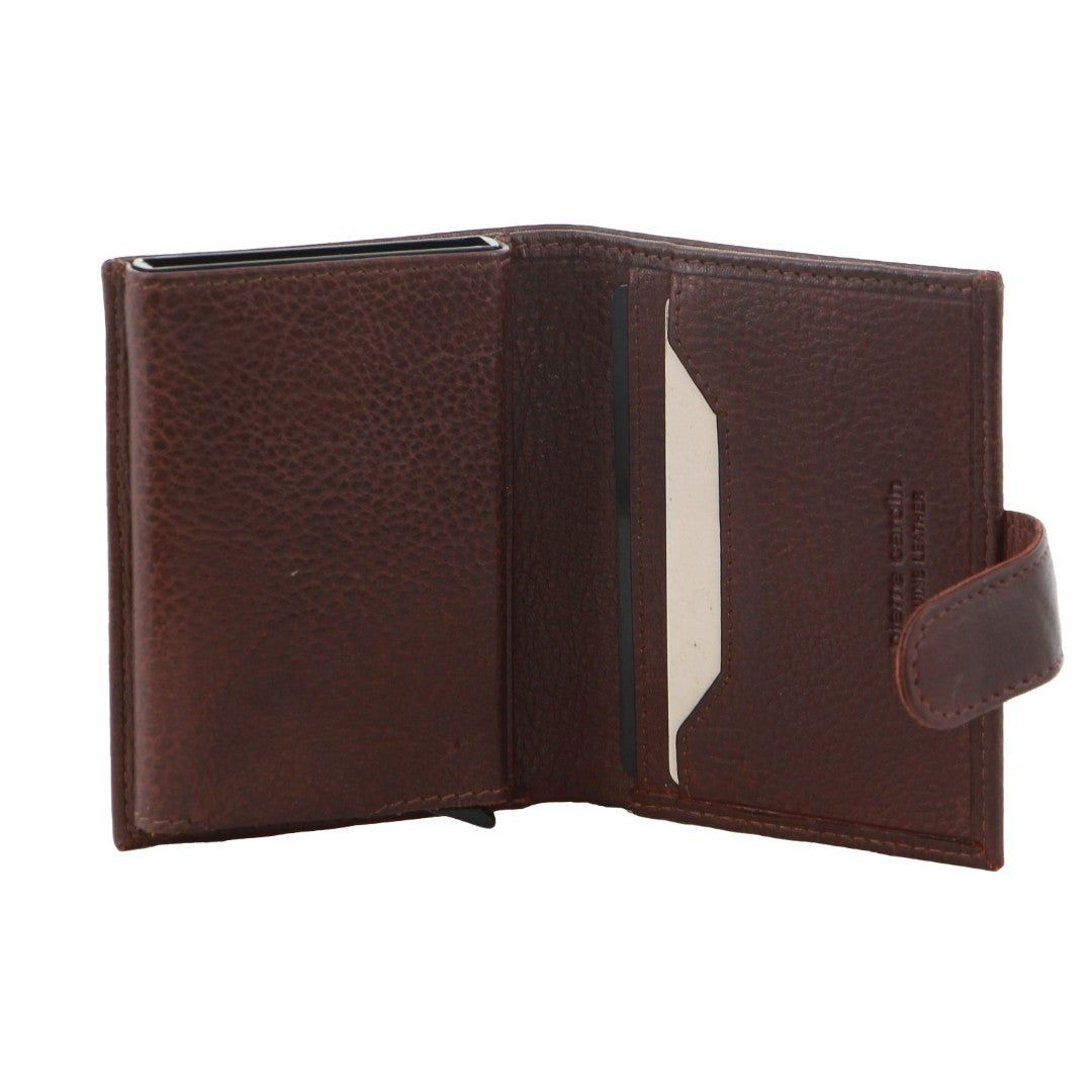 Posiadacz Karty Pierre Cardin Leather Smart Slide Card Holder Tab Wallet Męskie Brązowe | YRDTI-0812