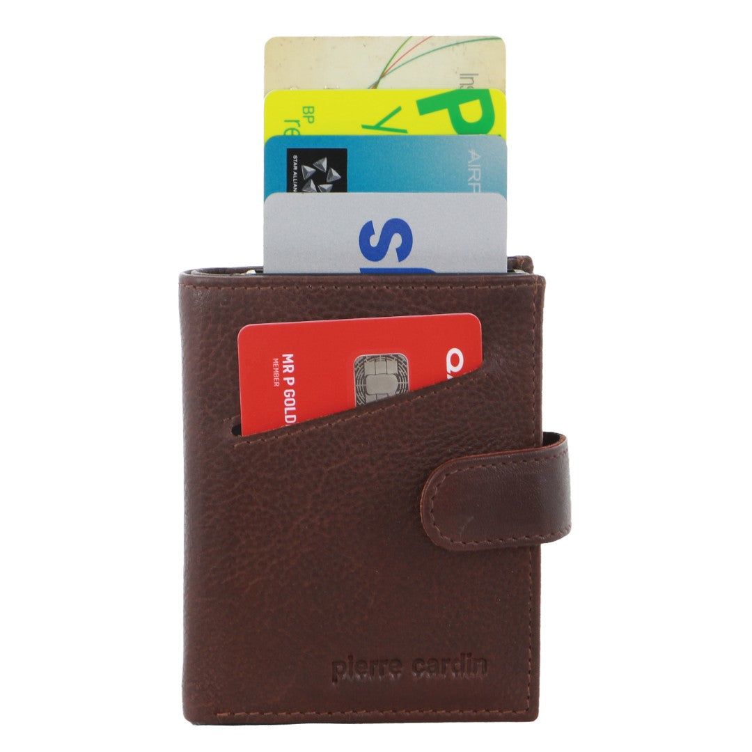 Posiadacz Karty Pierre Cardin Leather Smart Slide Card Holder Tab Wallet Męskie Brązowe | YRDTI-0812