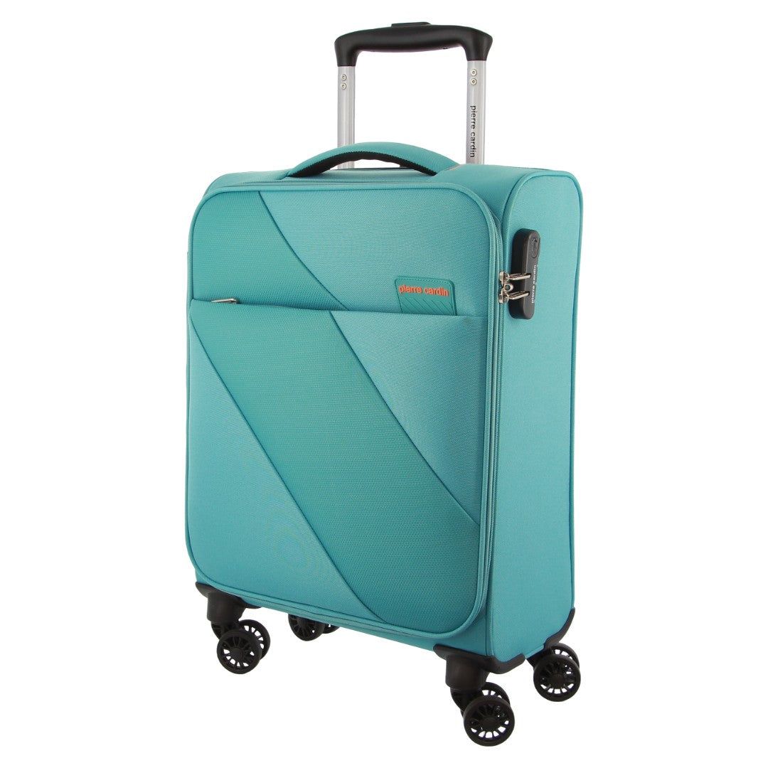 Soft Shell Cases Pierre Cardin 55cm CABIN Soft-Shell Suitcase Travel Turkusowe | GHWUL-6538