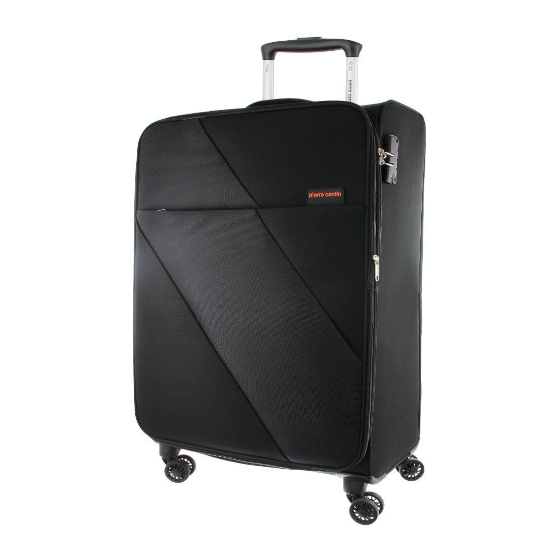Soft Shell Cases Pierre Cardin 55cm CABIN Soft-Shell Suitcase Travel Czarne | FDQEW-1862