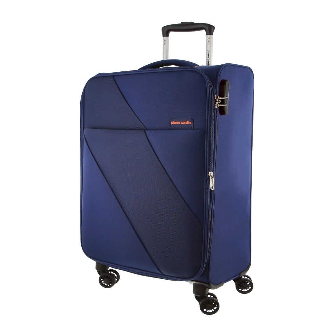 Soft Shell Cases Pierre Cardin 55cm CABIN Soft-Shell Suitcase Travel Granatowe | ITPCV-5173