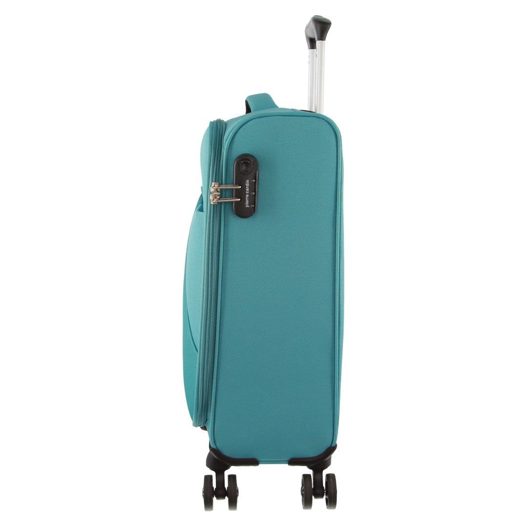 Soft Shell Cases Pierre Cardin 68cm MEDIUM Soft Shell Suitcase Travel Turkusowe | QNHUZ-1763