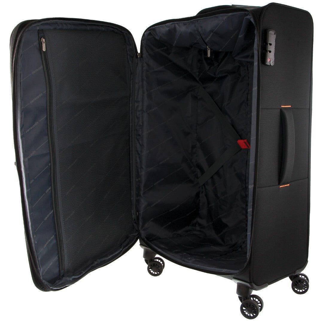 Soft Shell Cases Pierre Cardin 78cm LARGE Soft Shell Suitcase Travel Czarne | HMDNA-7168
