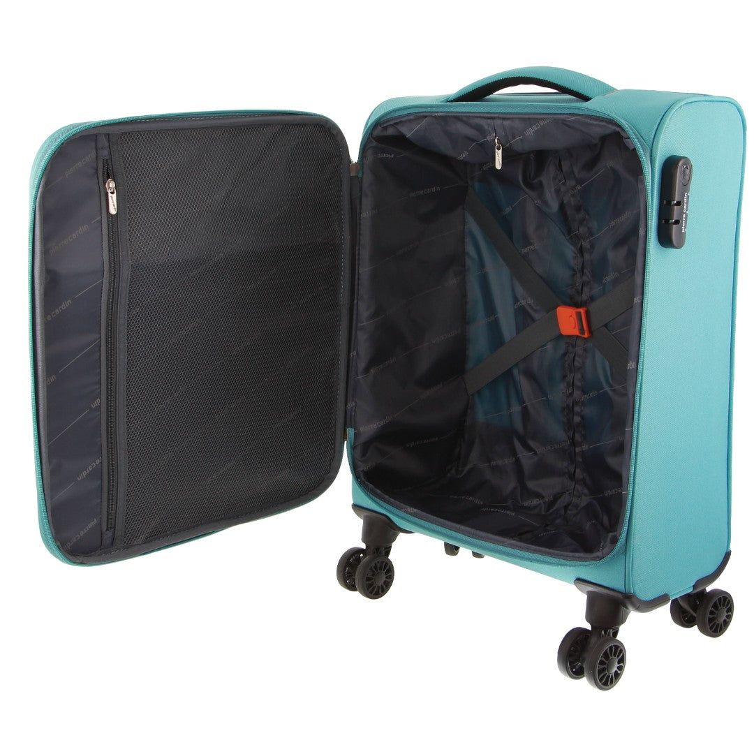 Soft Shell Cases Pierre Cardin 78cm LARGE Soft Shell Suitcase Travel Turkusowe | PLBCH-7108