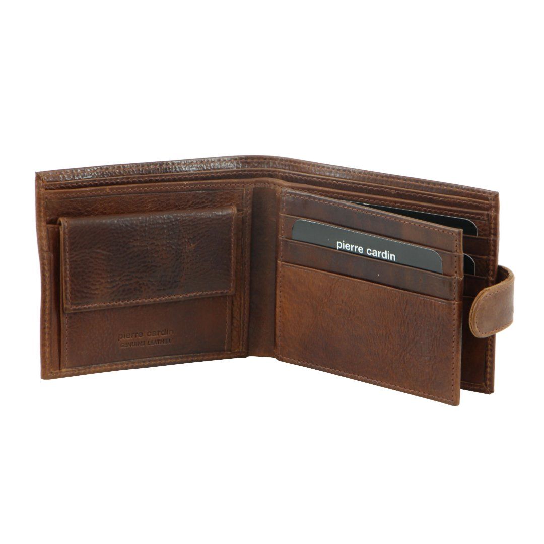 Tab Wallets Pierre Cardin Italian Leather Wallet Card Holder Męskie Brązowe | MJEYD-0124