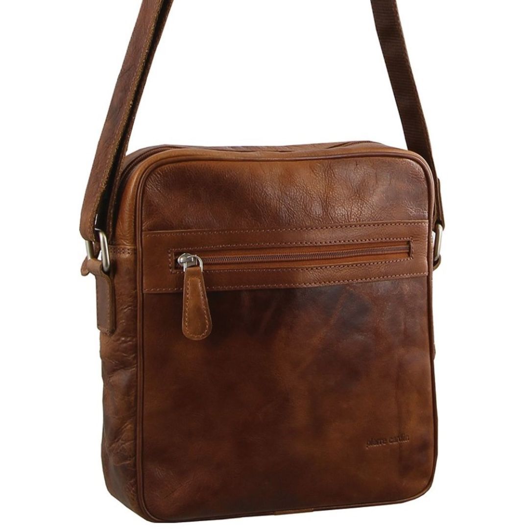 Tablet Bags Pierre Cardin Rustic Leather iPad Bag Męskie Brązowe | IOLUC-6025