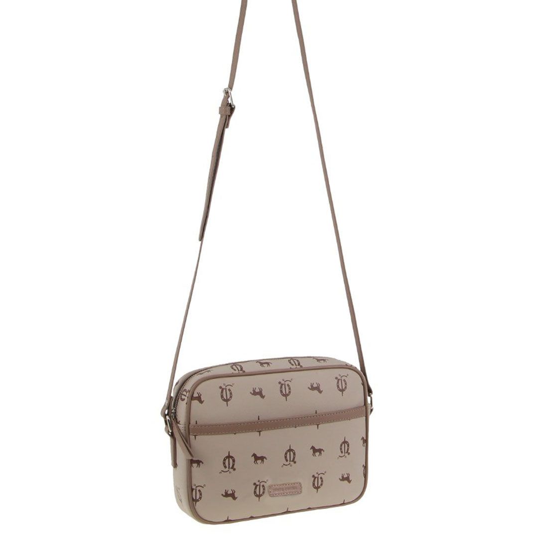 Torba Crossbody Pierre Cardin Canvas Leather Trim Square Cross-body Bag Damskie Beżowe | MCVAF-9637