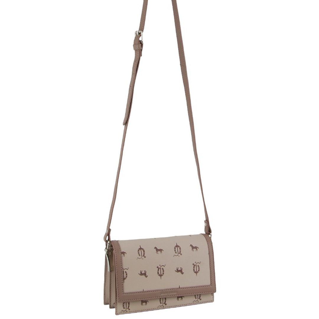 Torba Crossbody Pierre Cardin Canvas Print Leather Trim Flap Cross-Body Bag Damskie Beżowe | WMGUK-3258