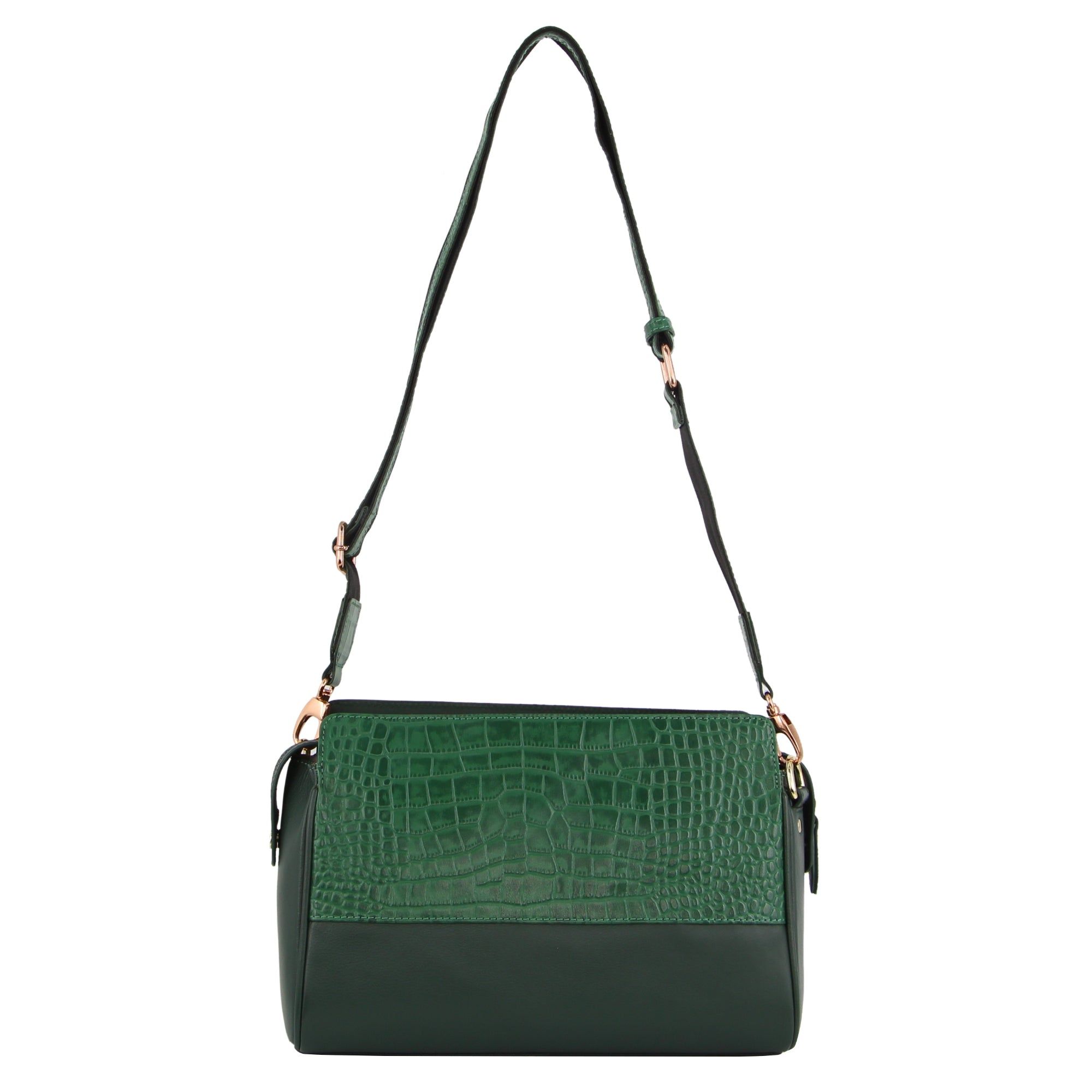 Torba Crossbody Pierre Cardin Croc-Embossed Leather Cross-Body Bag Damskie Zielone | ZSWVR-4650