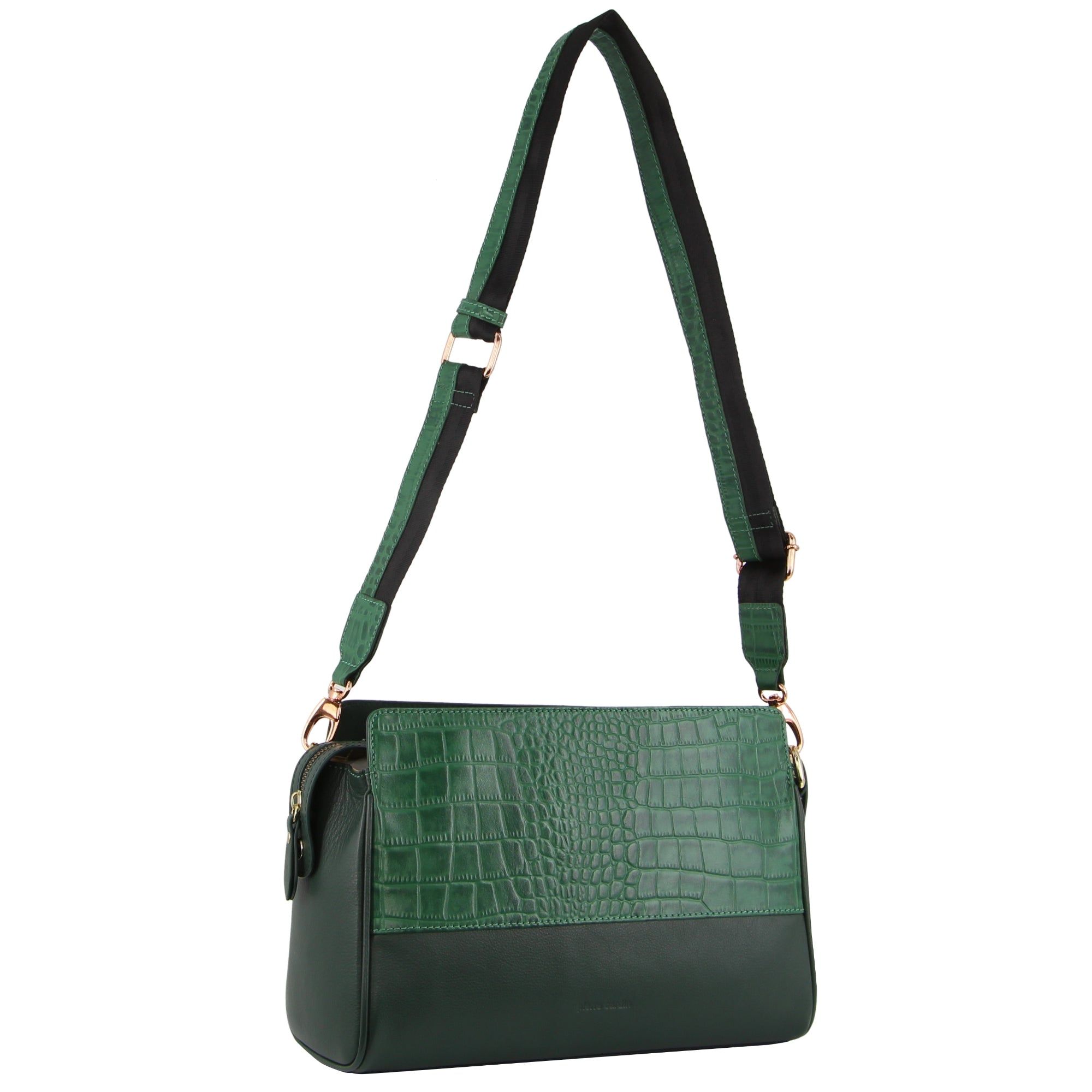 Torba Crossbody Pierre Cardin Croc-Embossed Leather Cross-Body Bag Damskie Zielone | ZSWVR-4650