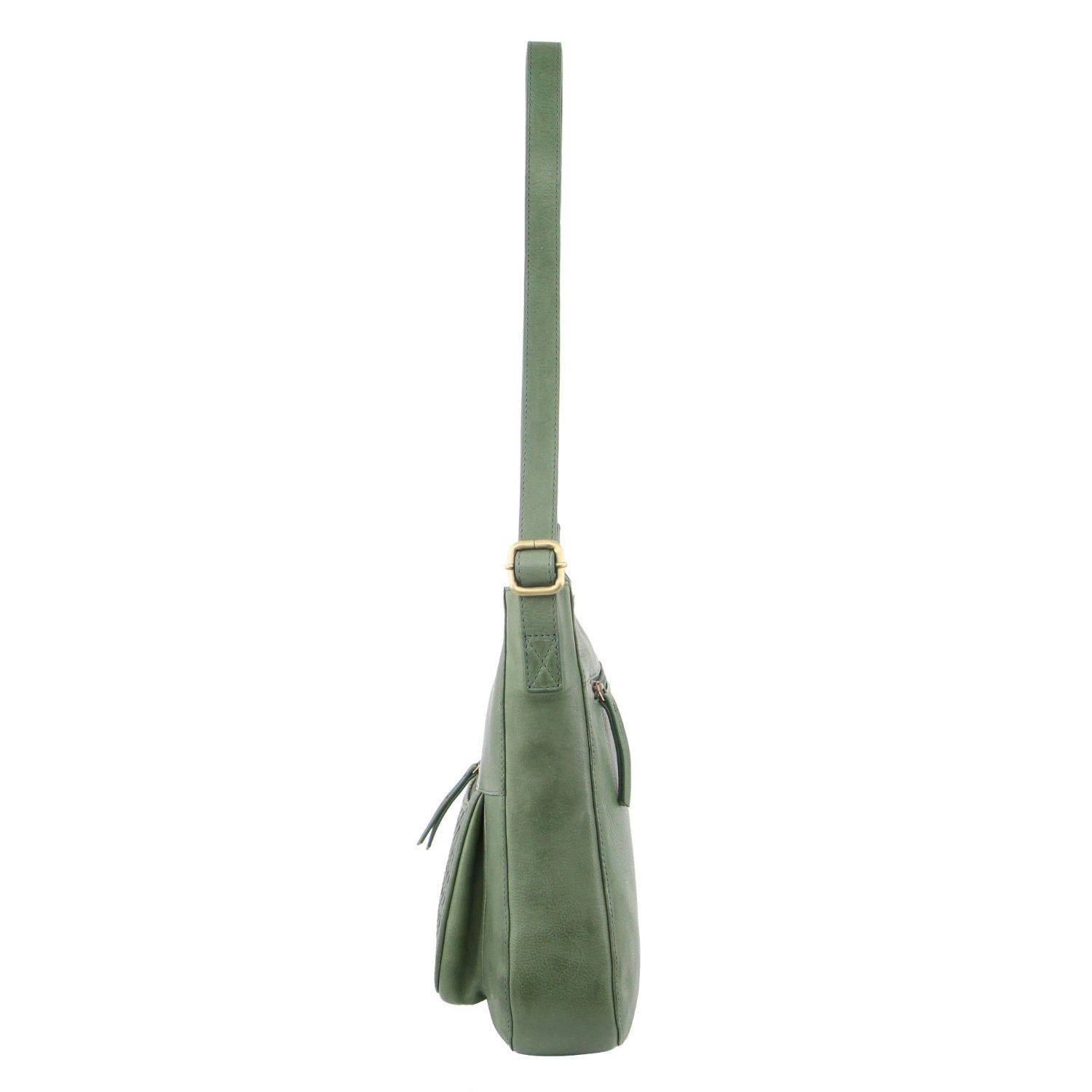 Torba Crossbody Pierre Cardin Large Woven Embossed Leather Crossbody Bag Damskie Zielone | QNTIU-8702