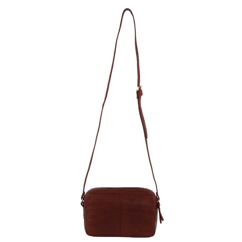 Torba Crossbody Pierre Cardin Leather Double Zip Bag Damskie Brązowe | TGDVW-1093