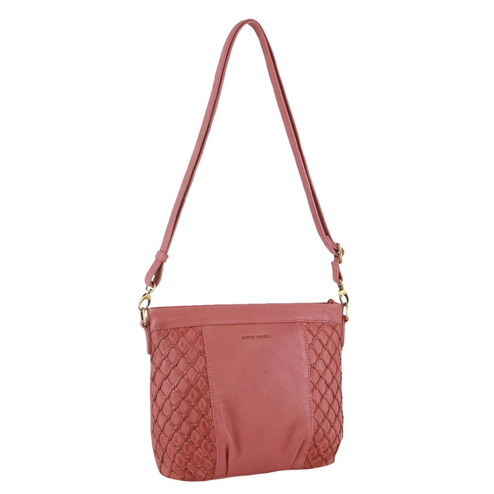 Torba Crossbody Pierre Cardin Leather Embossed Crossbody Bag Damskie Marsala | TPCSF-9018