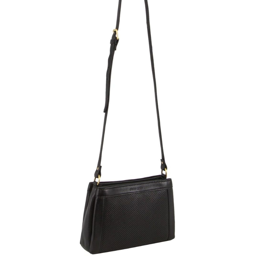 Torba Crossbody Pierre Cardin Leather Perforated Design Cross-Body Bag Damskie Czarne | WVTLJ-8219