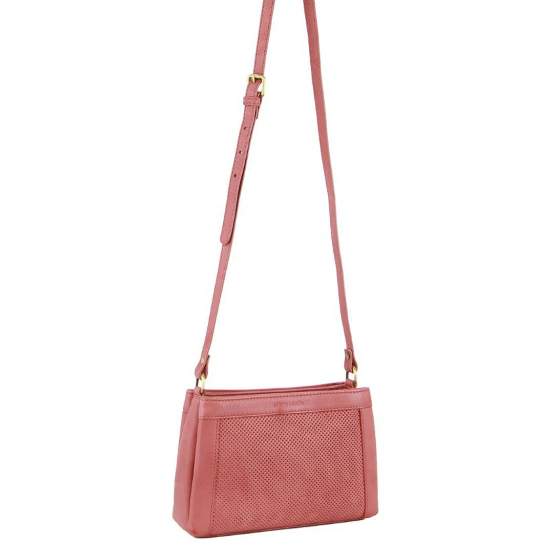 Torba Crossbody Pierre Cardin Leather Perforated Design Cross-Body Bag Damskie Marsala | RCMBY-8709