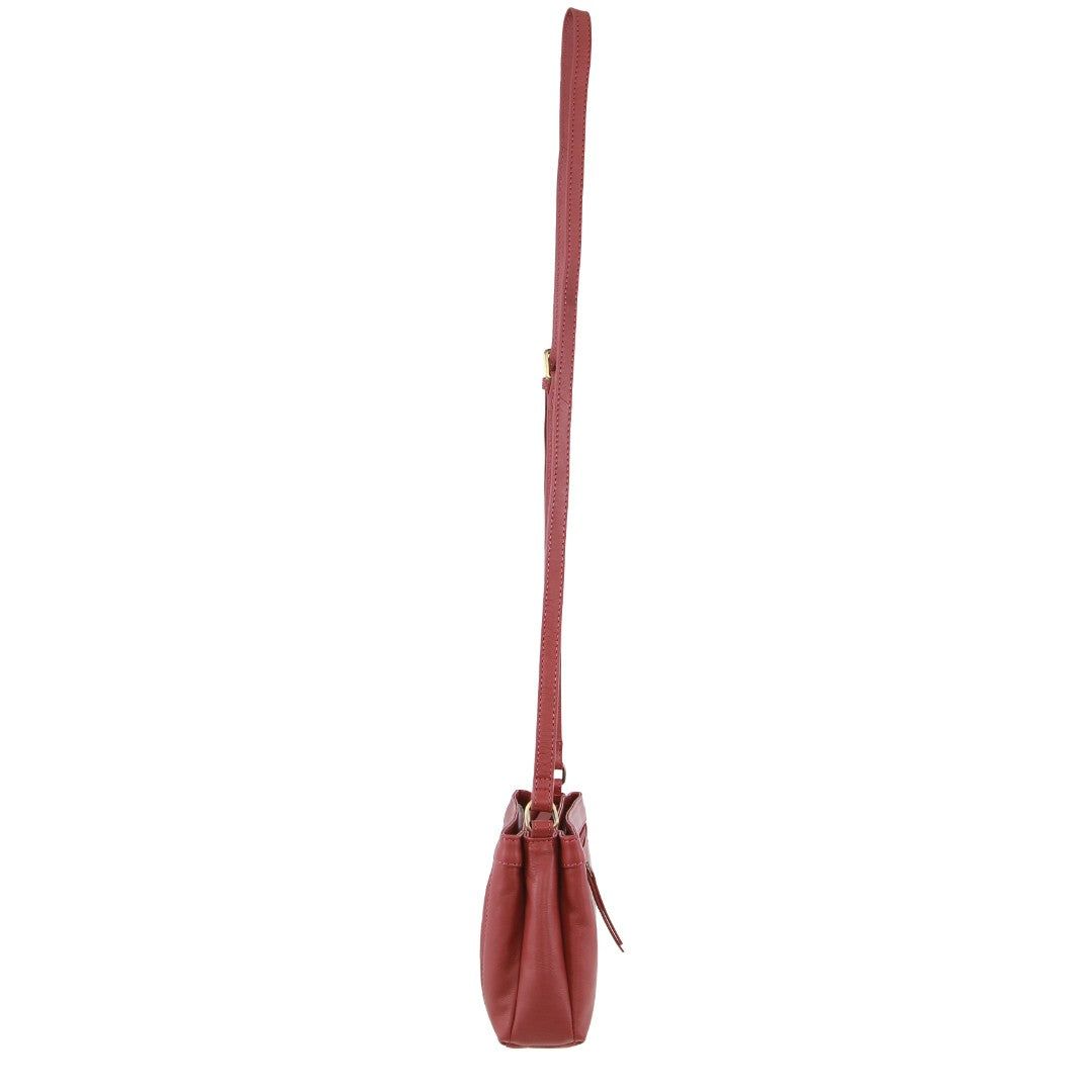 Torba Crossbody Pierre Cardin Leather Pleated Design Crossbody Bag Damskie Marsala | SCNBF-1234