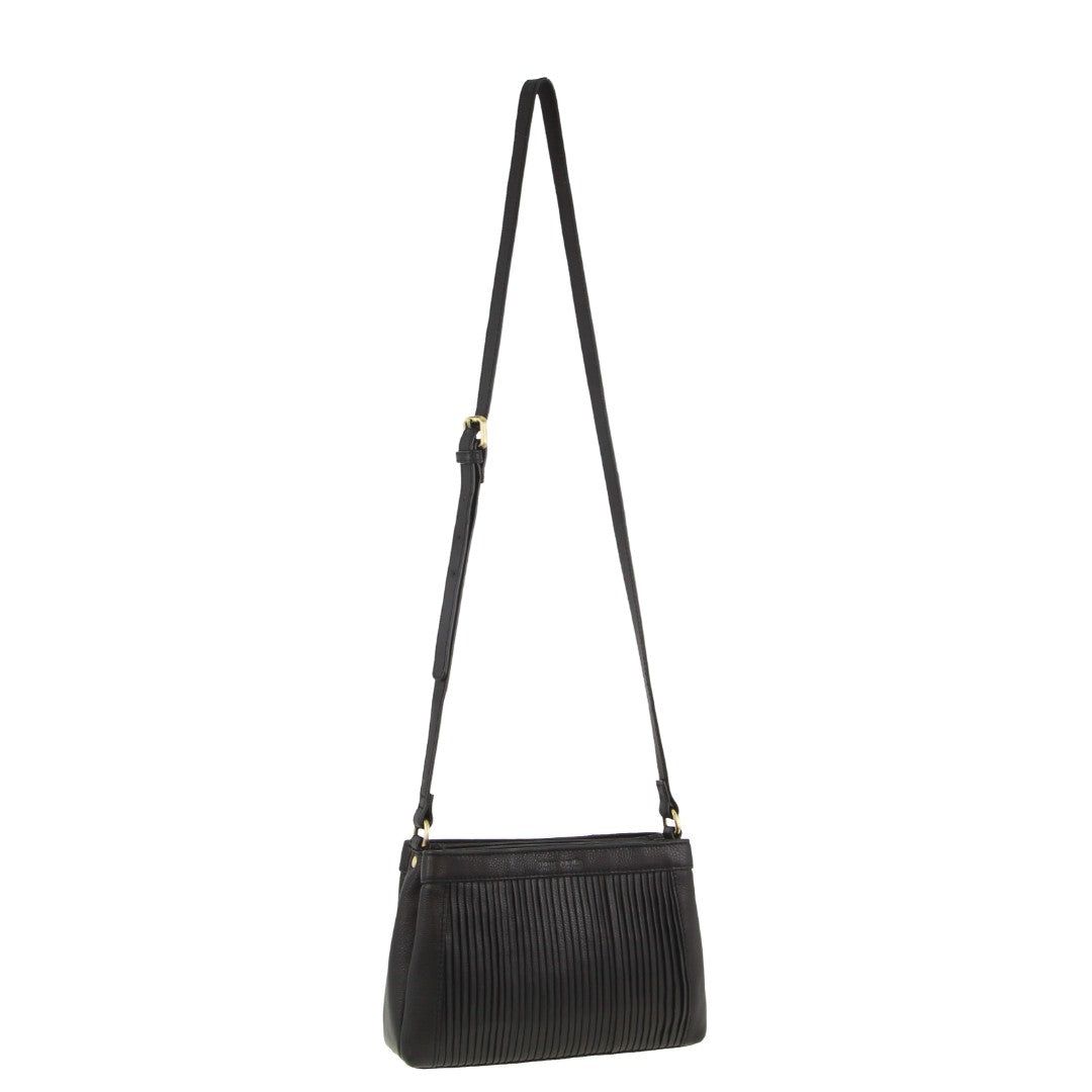 Torba Crossbody Pierre Cardin Leather Pleated Design Crossbody Bag Damskie Czarne | RAXFY-0172
