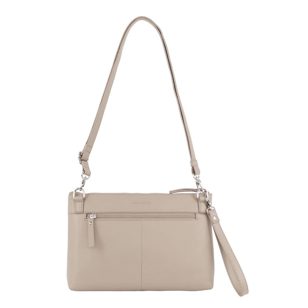 Torba Crossbody Pierre Cardin Leather Stitch-design Cross-Body Bag Damskie Beżowe | PBQHI-0562