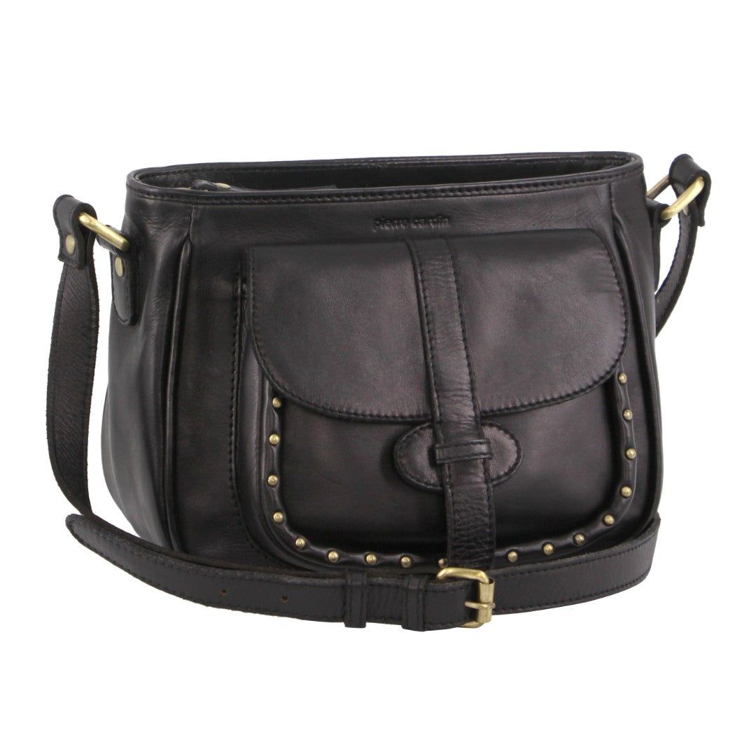Torba Crossbody Pierre Cardin Leather Stud Detail Cross-body Bag Damskie Czarne | NKLVH-4765