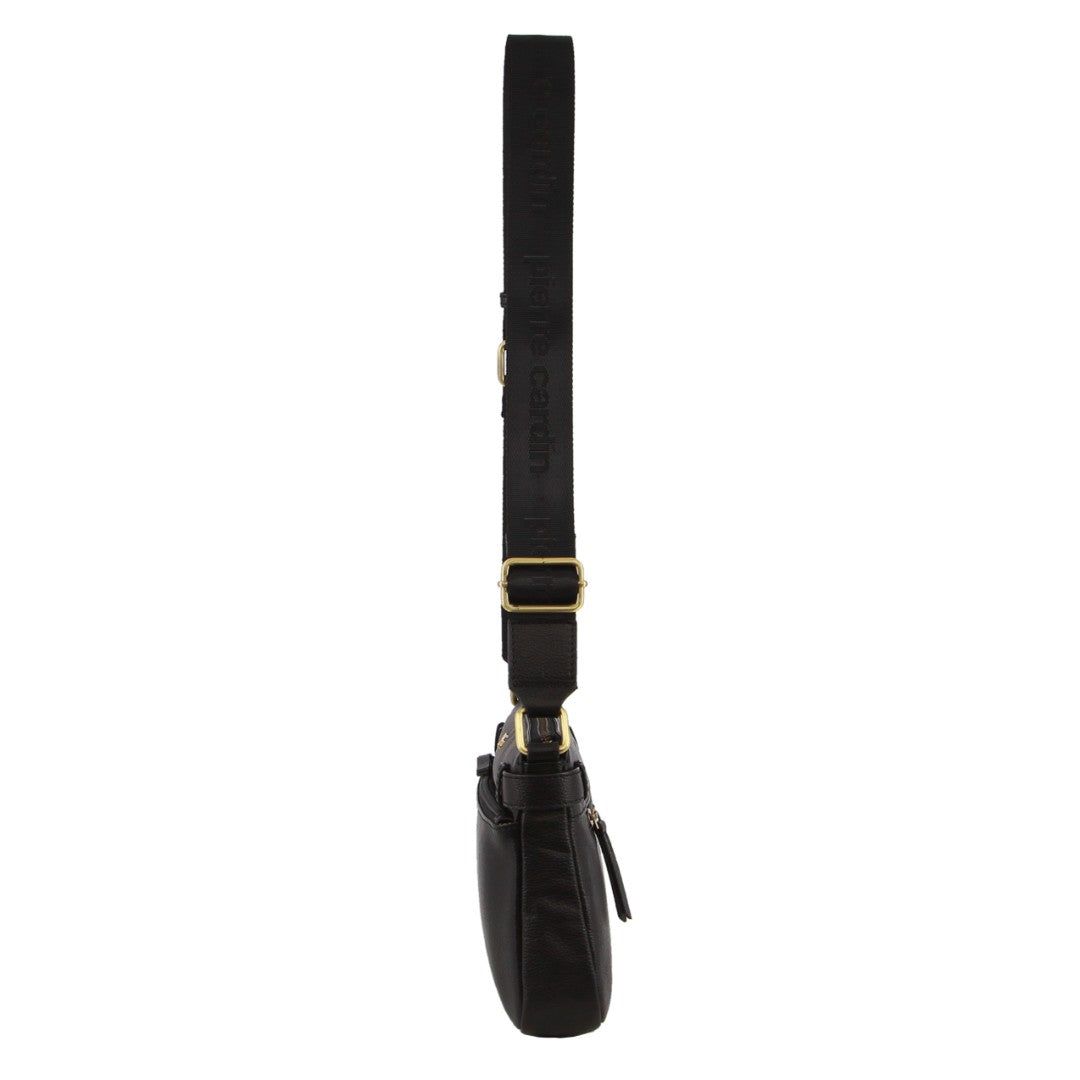 Torba Crossbody Pierre Cardin Leather Webbing Strap Handbag Damskie Czarne | HBMRA-4618
