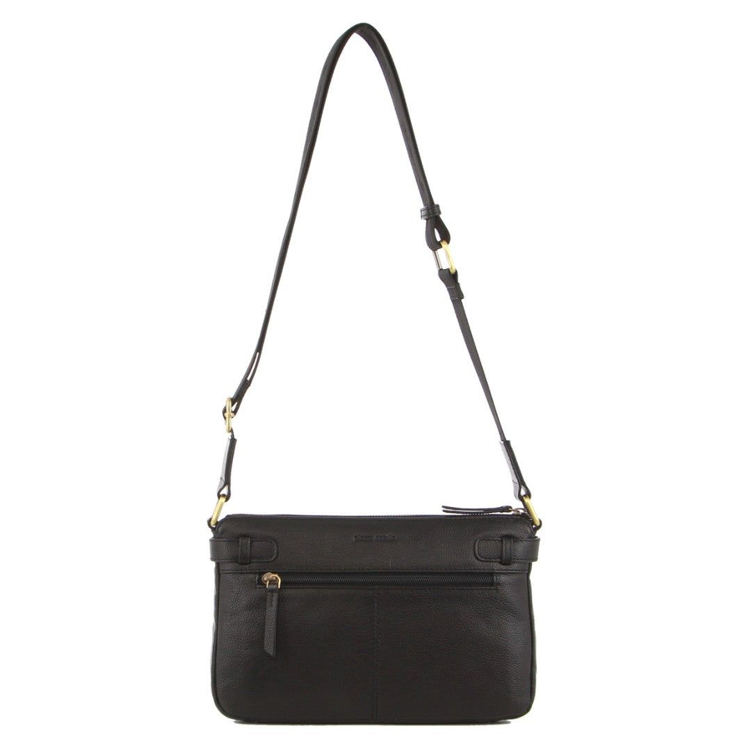 Torba Crossbody Pierre Cardin Leather Webbing Strap Handbag Damskie Czarne | HBMRA-4618