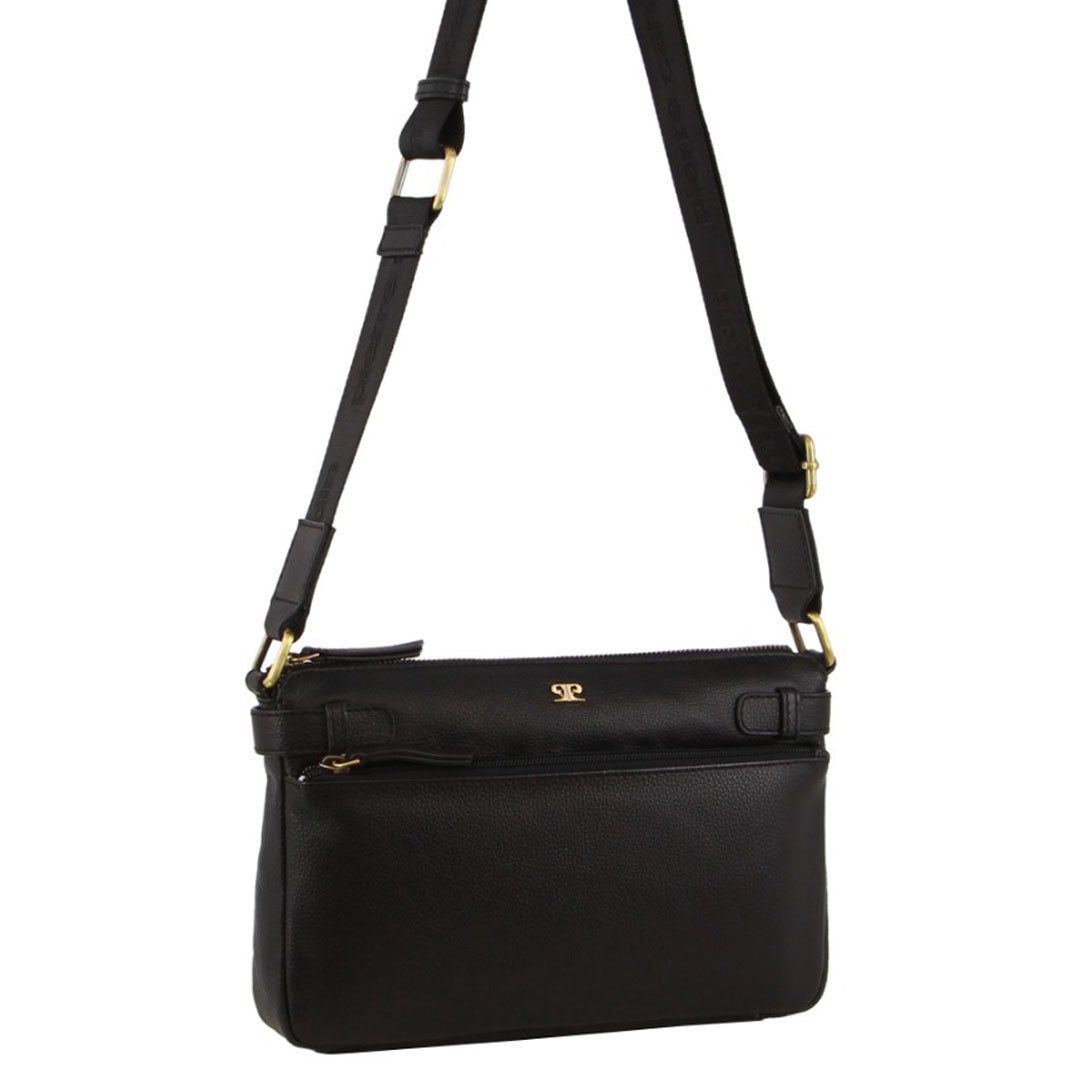Torba Crossbody Pierre Cardin Leather Webbing Strap Handbag Damskie Czarne | HBMRA-4618