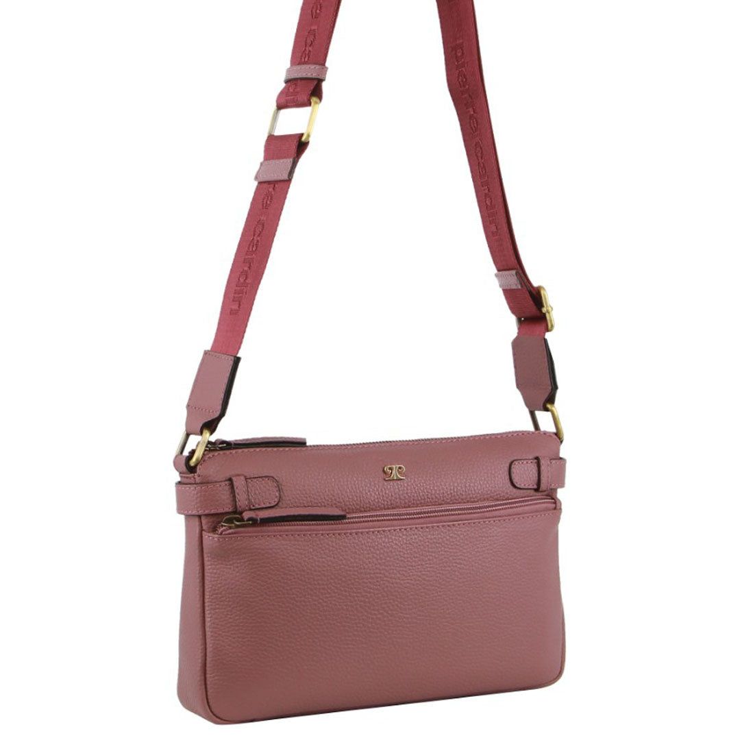 Torba Crossbody Pierre Cardin Leather Webbing Strap Handbag Damskie Różowe | NTZOH-4128