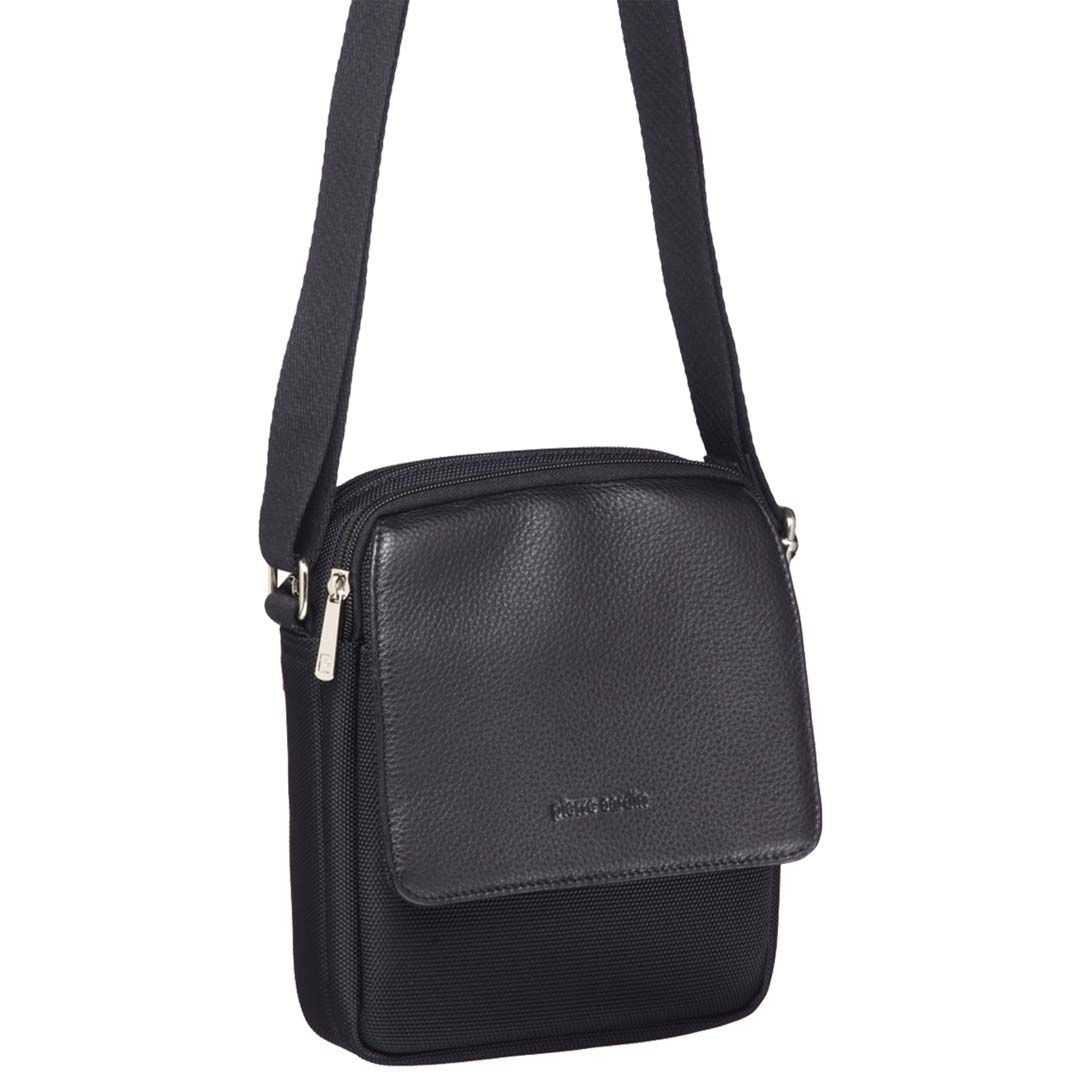 Torba Crossbody Pierre Cardin Nylon with Leather Trim Travel Bag Męskie Czarne | DYRQT-7319