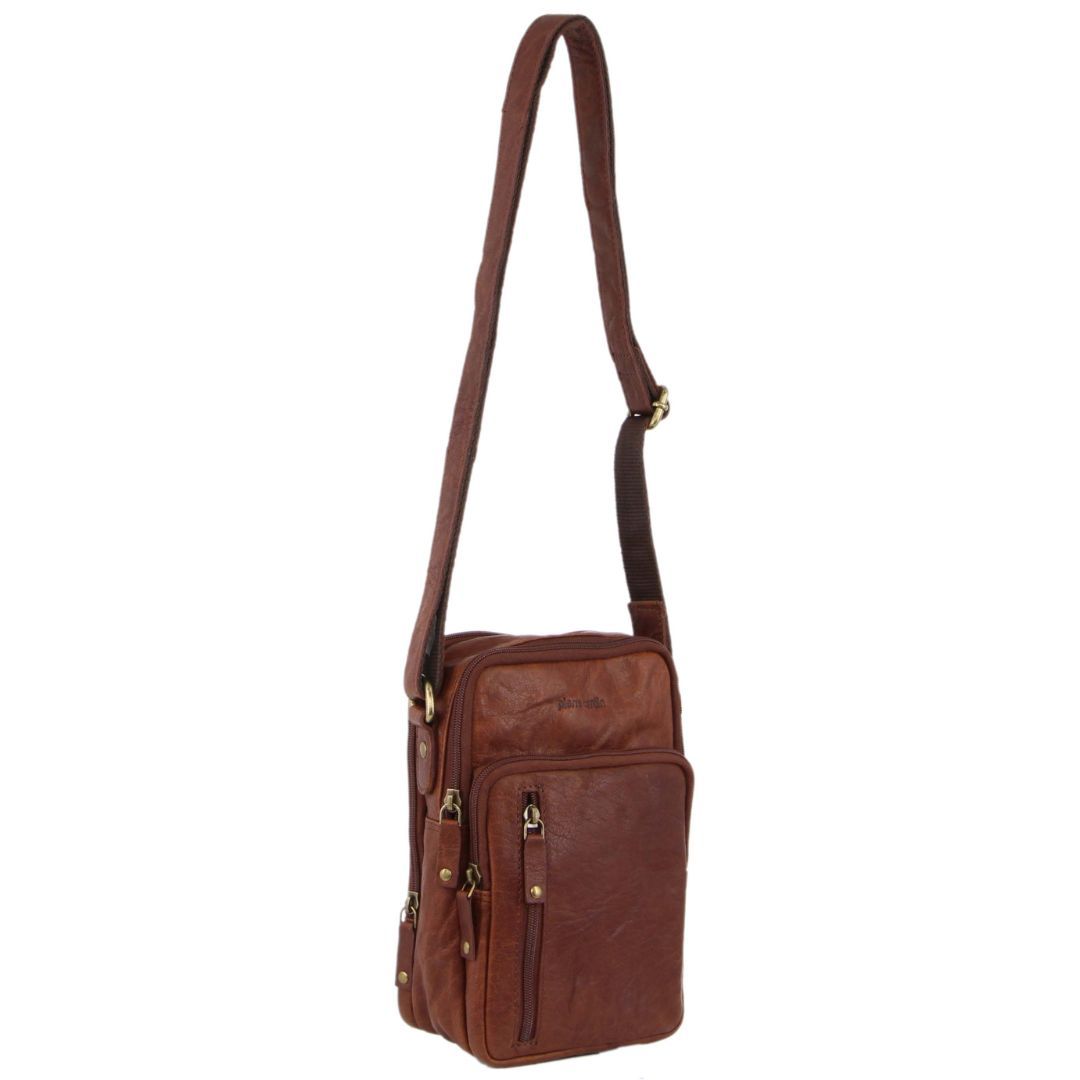 Torba Crossbody Pierre Cardin Rustic Leather Cross-Body Bag Męskie Brązowe | UQEZH-8491