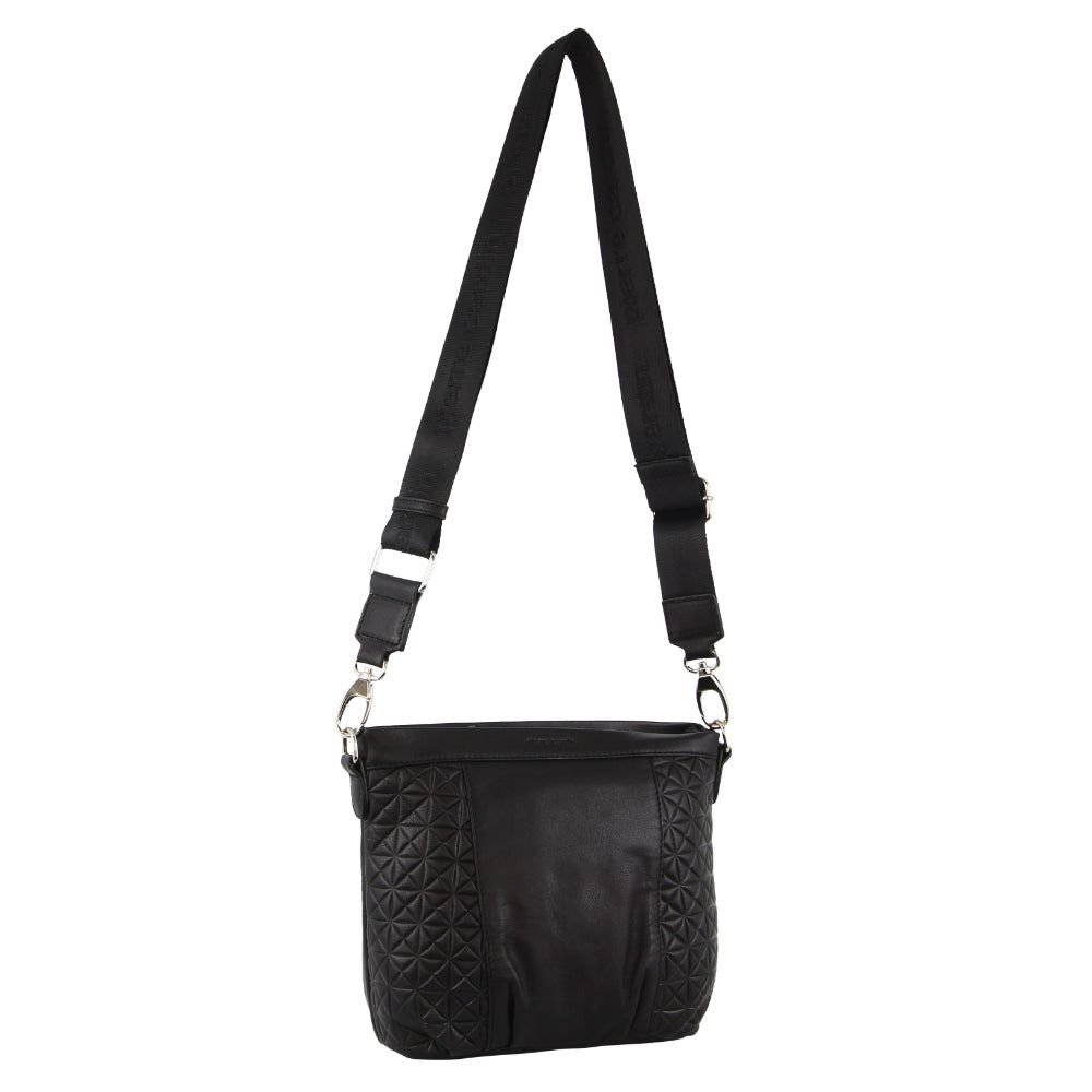 Torba Crossbody Pierre Cardin Webbing Strap Leather Crossbody Bag Damskie Czarne | HKAWM-4508