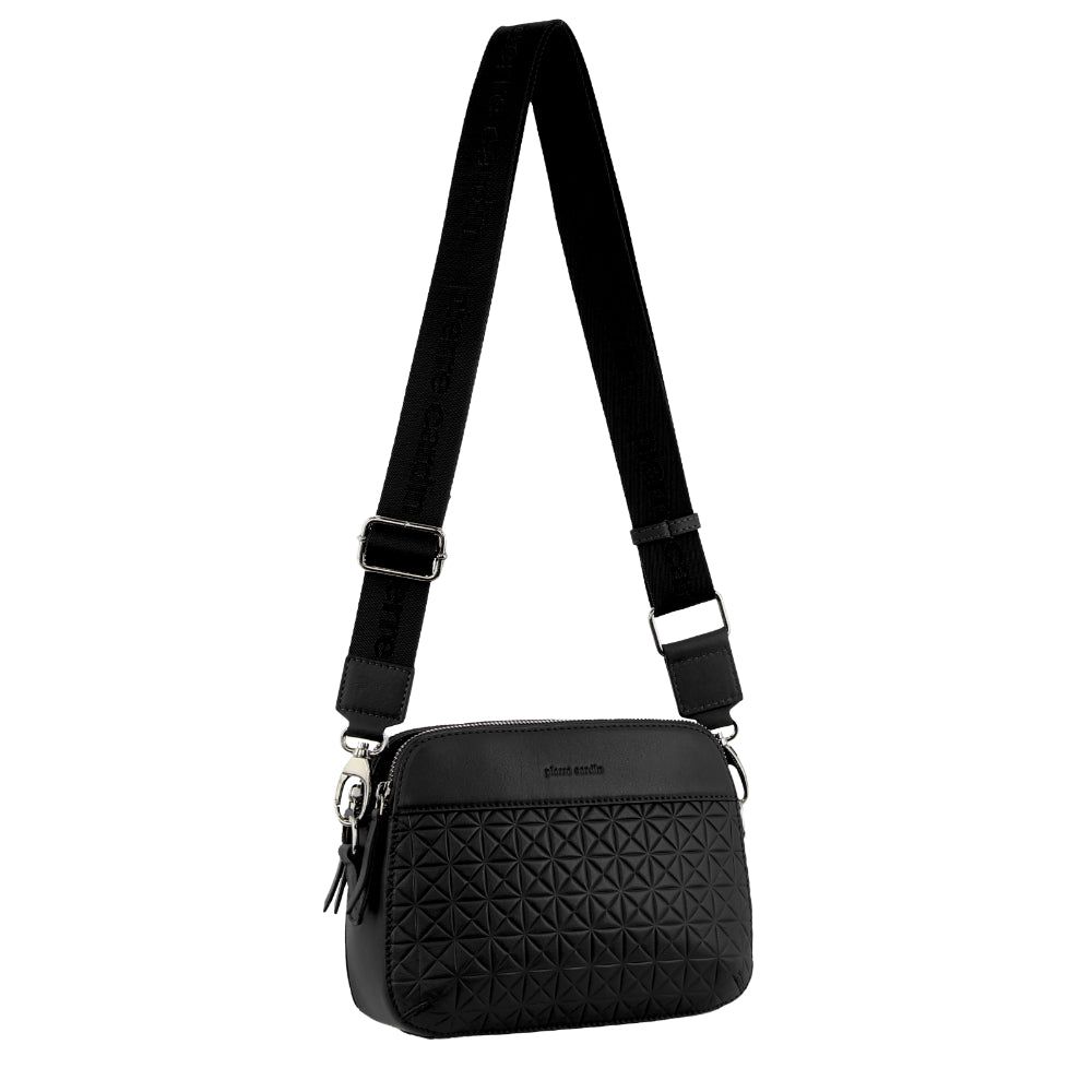 Torba Crossbody Pierre Cardin Webbing Strap Leather Crossbody Bag Damskie Czarne | MBRDI-3704