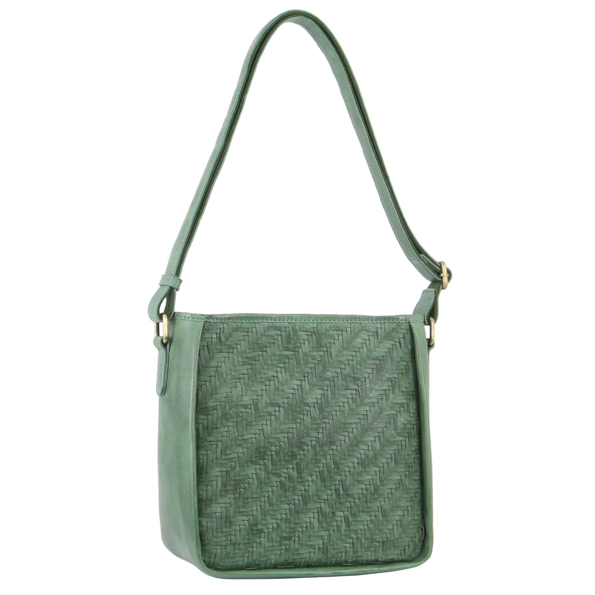 Torba Crossbody Pierre Cardin Woven Embossed Leather Cross-Body Bag Damskie Zielone | YITLA-5731