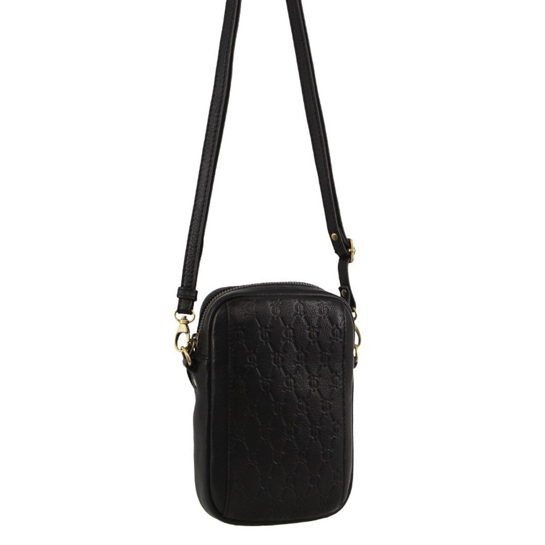 Torba Crossbody Pierre Cardin leather Textured Design Phone Bag Damskie Czarne | XBKUP-2160