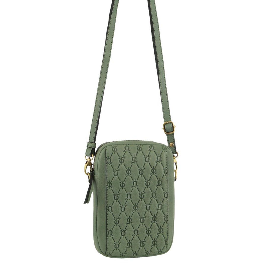 Torba Crossbody Pierre Cardin leather Textured Design Phone Bag Damskie Oliwkowe | RTNAI-3294