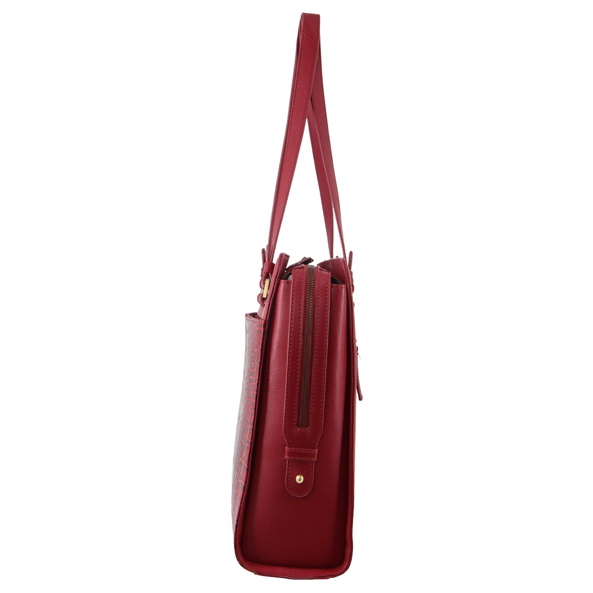 Torby Biznesowe Pierre Cardin Croc-Embossed Leather Business Computer Bag Damskie Czerwone | PHUAY-8796