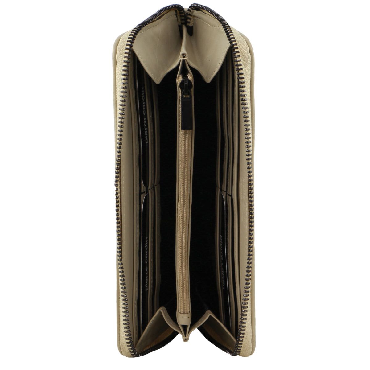 Zapinaj Portfele Pierre Cardin Italian Pleated Leather Zip Wallet Damskie Cement | ESNXI-8702
