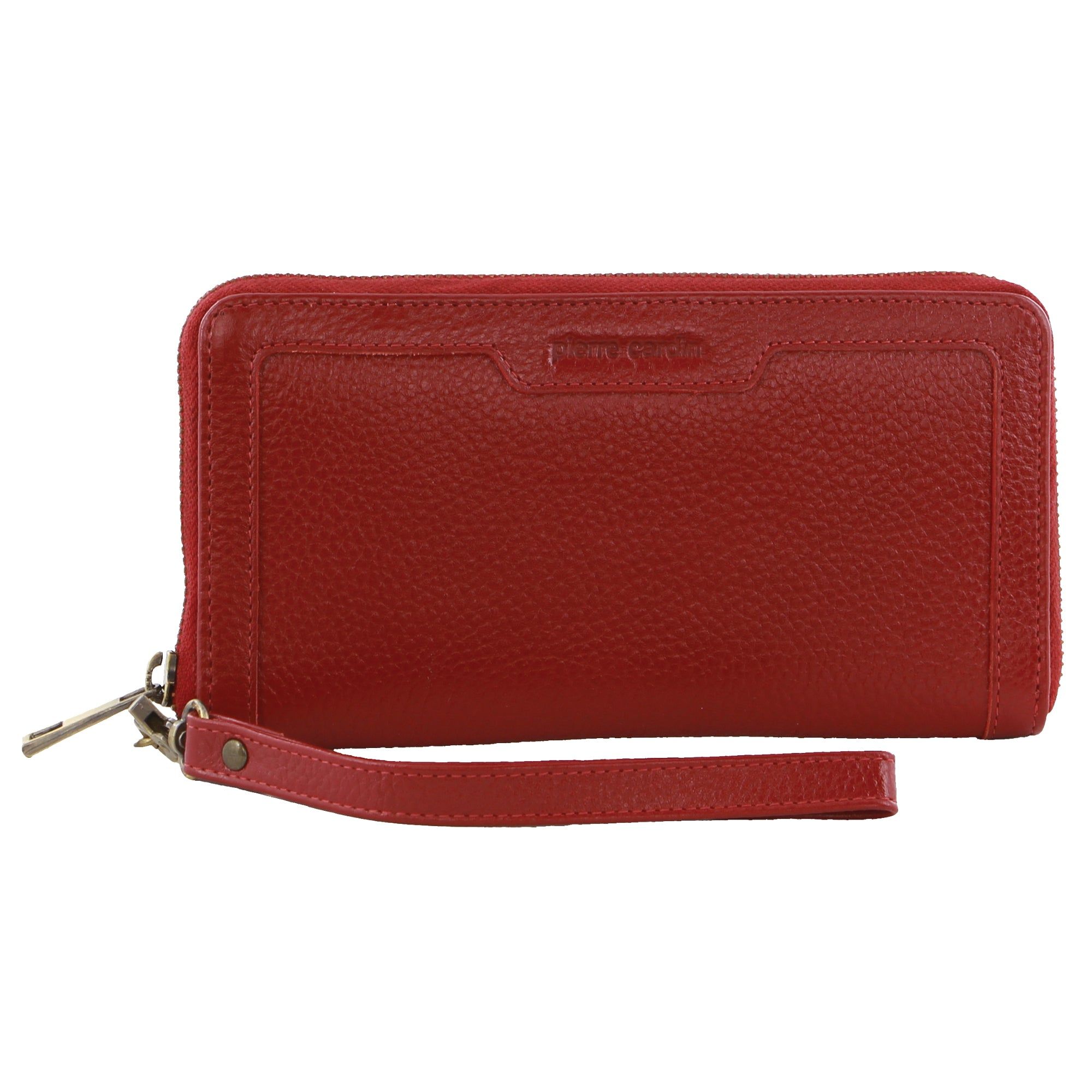 Zapinaj Portfele Pierre Cardin Leather Zip around wallet w Wristlet Damskie Brązowe | SHTGK-4951