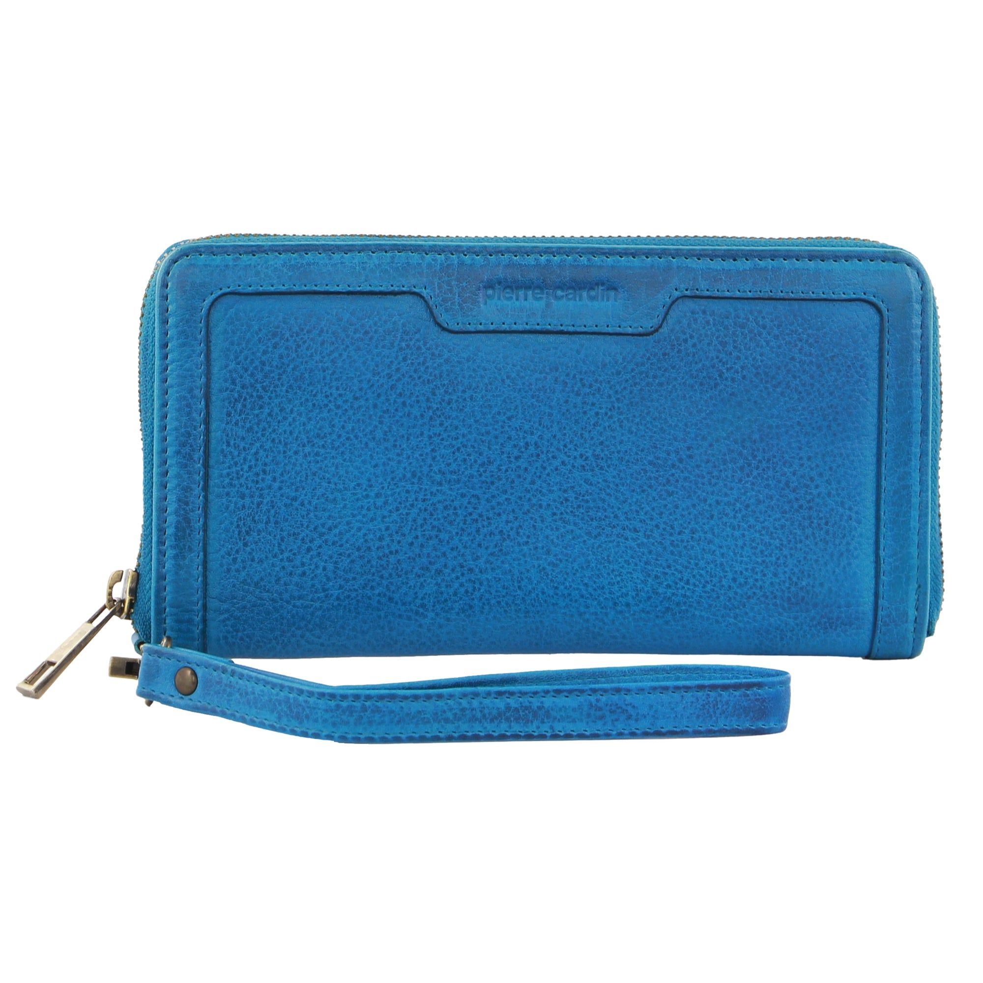 Zapinaj Portfele Pierre Cardin Leather Zip around wallet w Wristlet Damskie Głęboka Turkusowe | JEWGF-3870